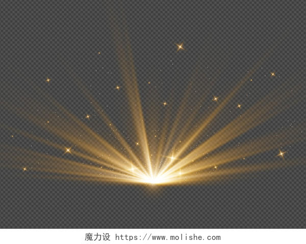 金色光点光斑光效光线PNG素材元素